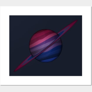 Planet and Rings in Bisexual Pride Flag Colors Posters and Art